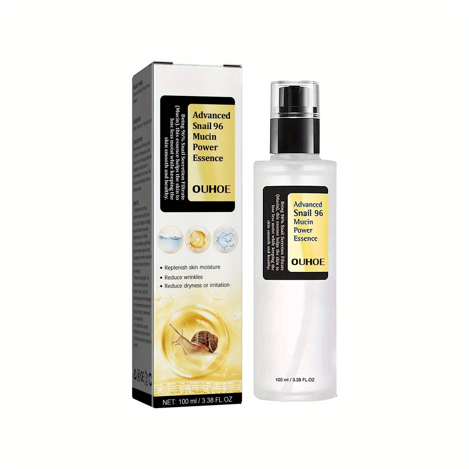 Snail Mucin Power Essence Moisturizer, 100ml Snail Mucin Essence Repairing Hyaluronic Acid Essence, Hydrating Serum For Face With Snail Secretion Filtrate For Dark Spots And Fine Lines Snail Mucin Power Essence Moisturizer, 100ml Snail Mucin Essence Repairing Hyaluronic Acid Essence, Hydrating Serum For Face With Snail Secretion Filtrate For Dark Spots And Fine Lines